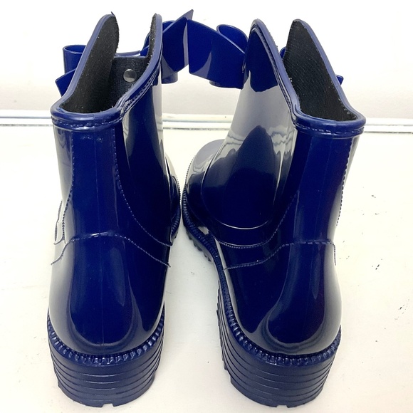 NRUDPQV Blue Waterproof Bow Rubber Rain Winter Snow Ankle Boots  size 6.5 - Picture 16 of 16